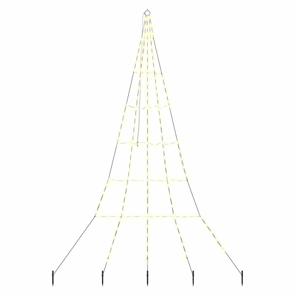 LED Christmas Tree with Ground Spikes Warm White 300 cm Metal