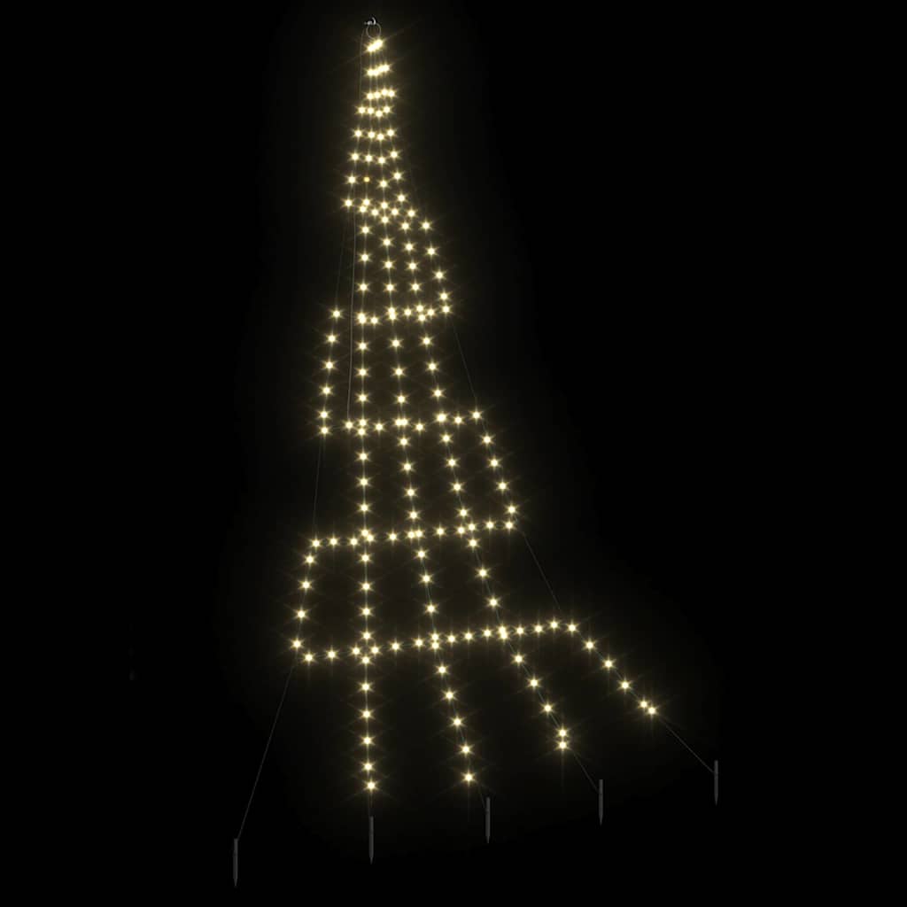 LED Christmas Tree with Ground Spikes Warm White 300 cm Metal