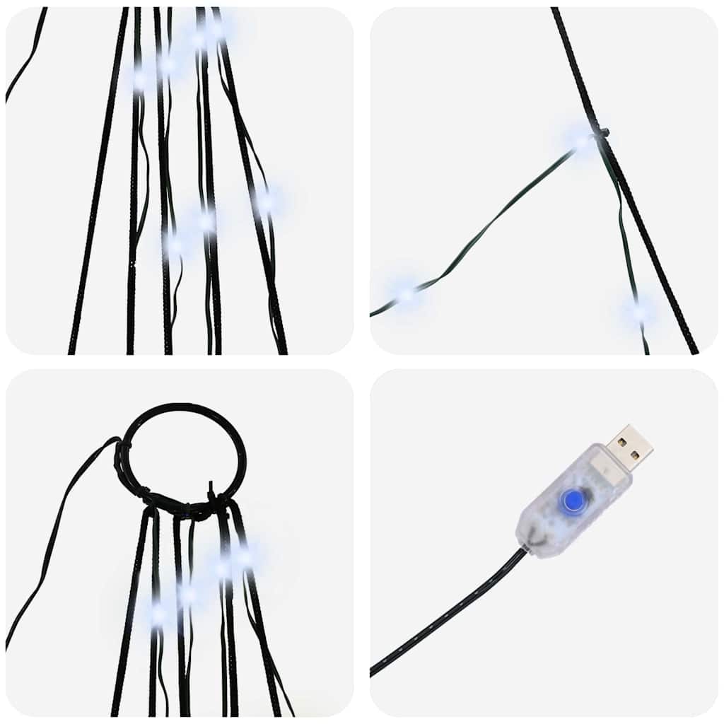 LED Christmas Tree with Ground Spikes Cool White 300 cm Metal