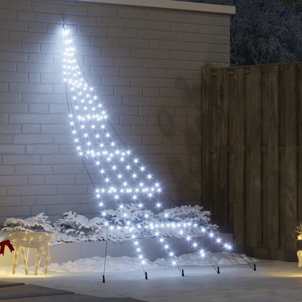 LED Christmas Tree with Ground Spikes Cool White 300 cm Metal
