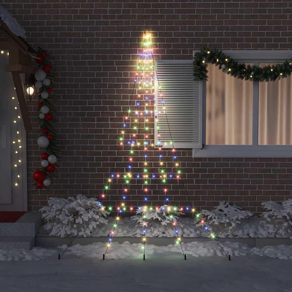 LED Christmas Tree with Ground Spikes Multicolour 300 cm Metal