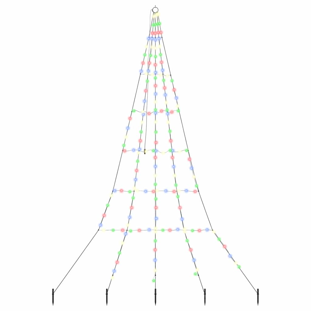 LED Christmas Tree with Ground Spikes Multicolour 300 cm Metal