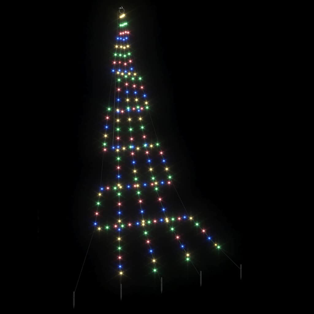 LED Christmas Tree with Ground Spikes Multicolour 300 cm Metal
