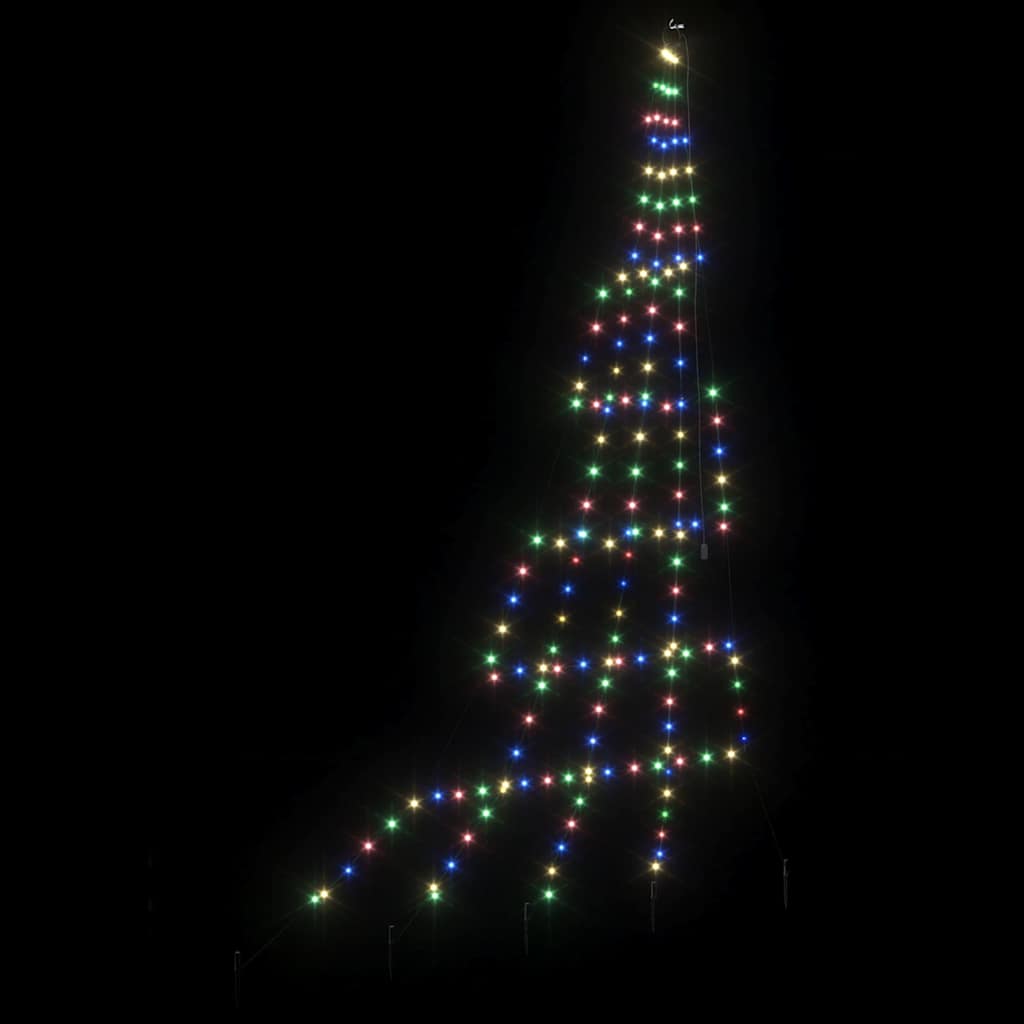 LED Christmas Tree with Ground Spikes Multicolour 300 cm Metal