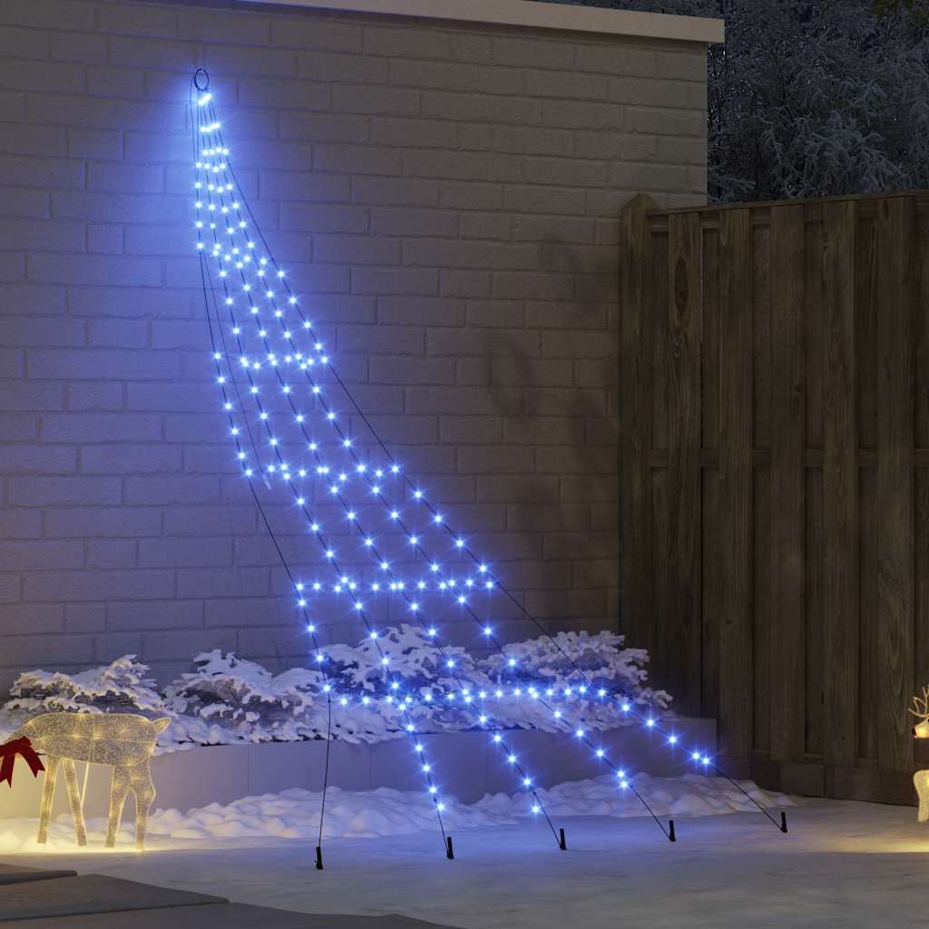 LED Christmas Tree with Ground Spikes Blue 300 cm Metal