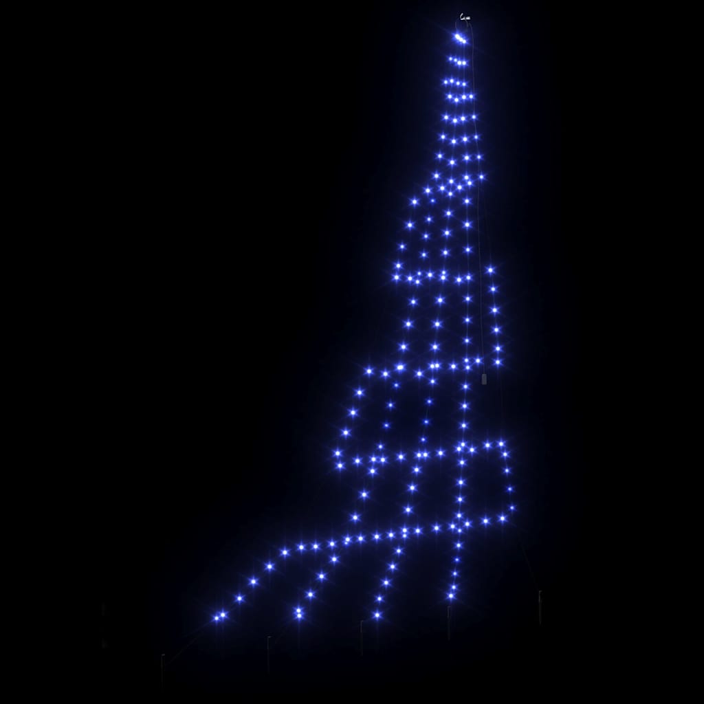 LED Christmas Tree with Ground Spikes Blue 300 cm Metal