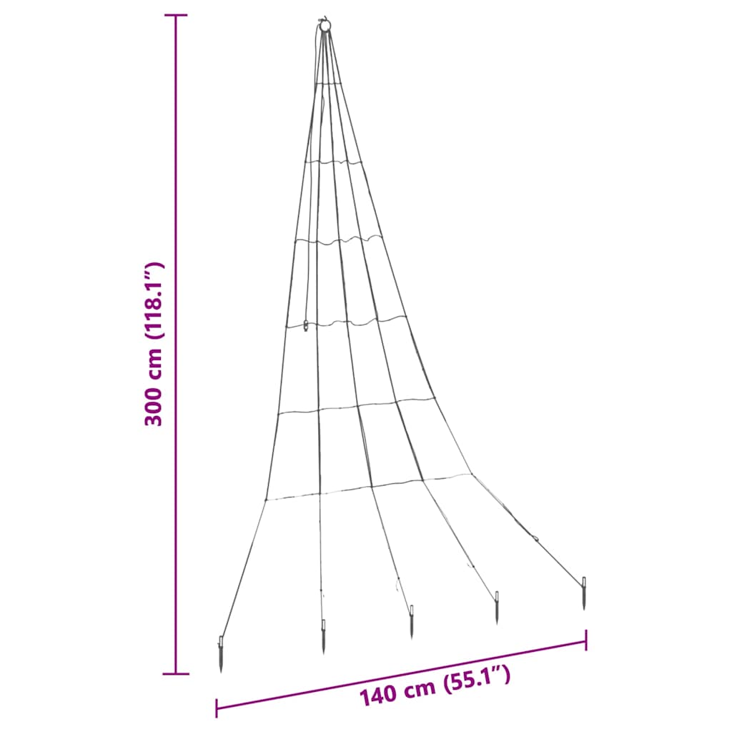 LED Christmas Tree with Ground Spikes Blue 300 cm Metal