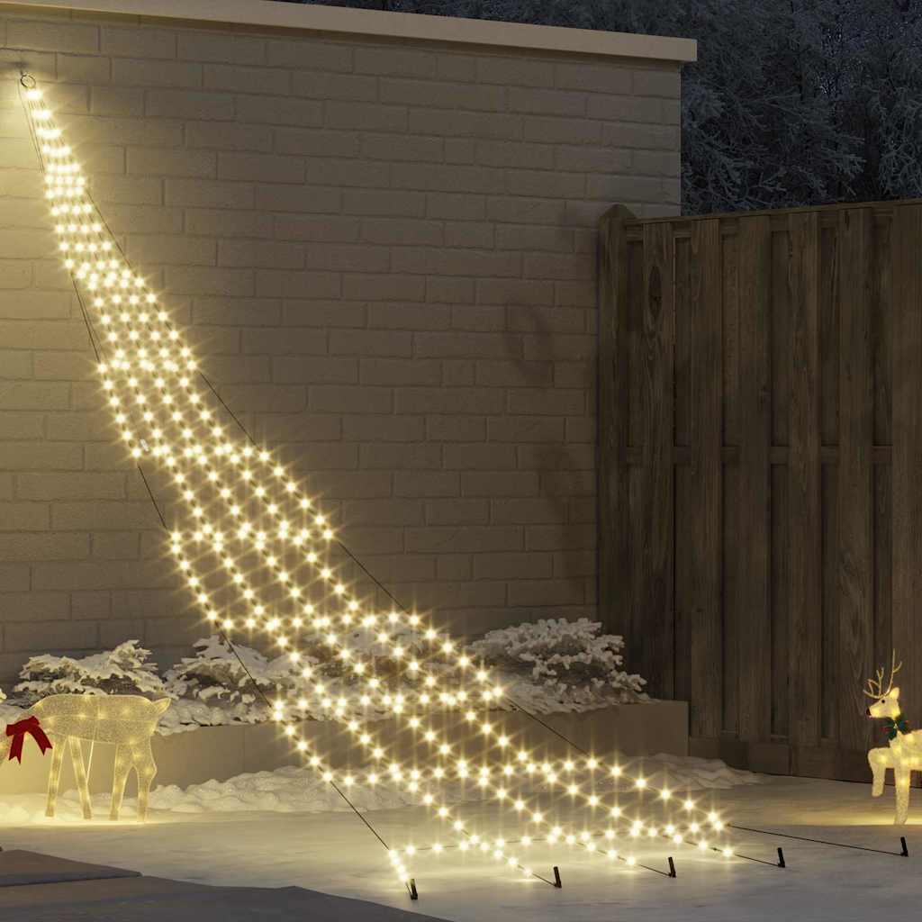 LED Christmas Tree with Ground Spikes Warm White 500 cm Metal