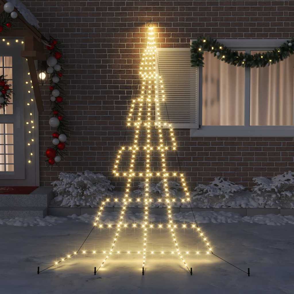 LED Christmas Tree with Ground Spikes Warm White 500 cm Metal