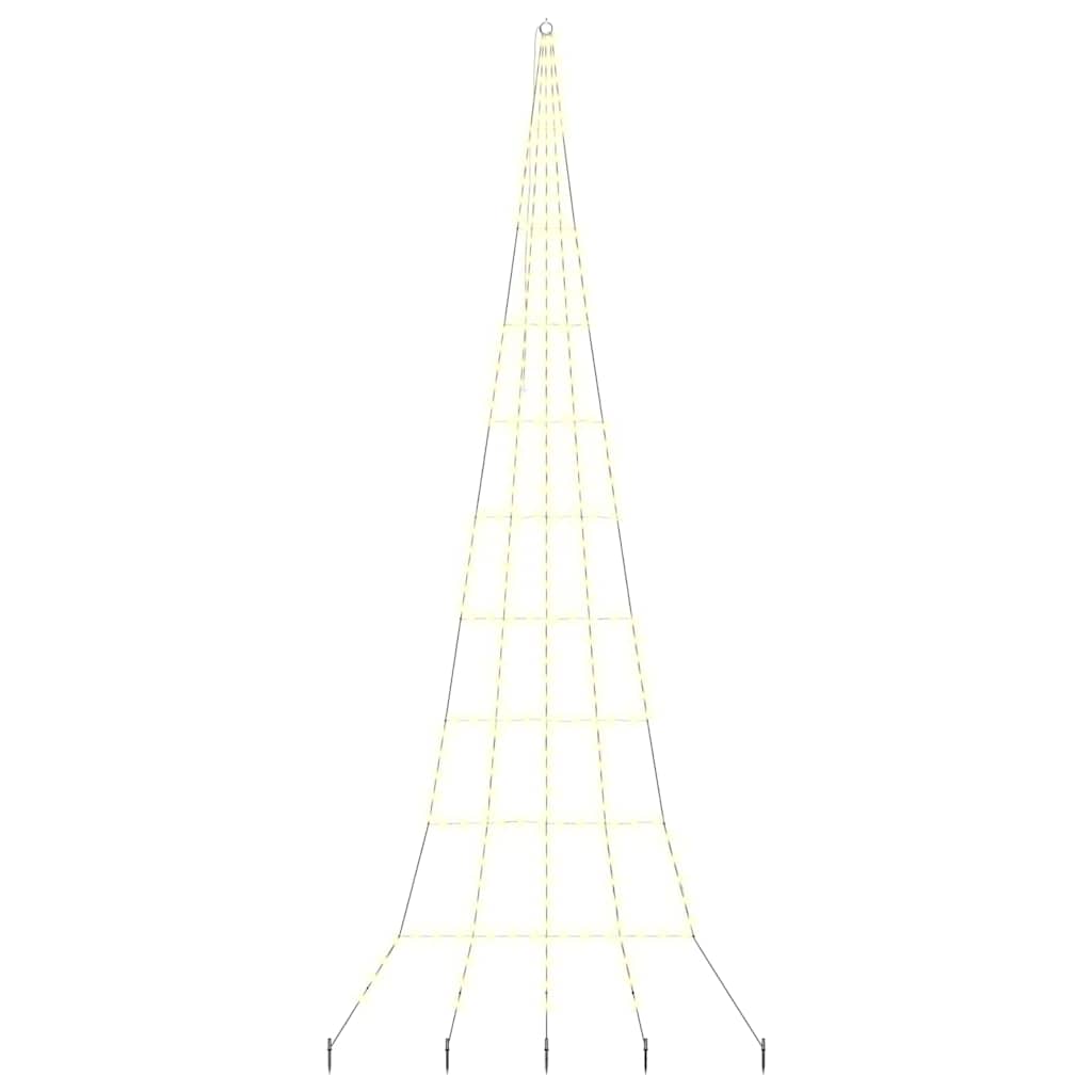 LED Christmas Tree with Ground Spikes Warm White 500 cm Metal