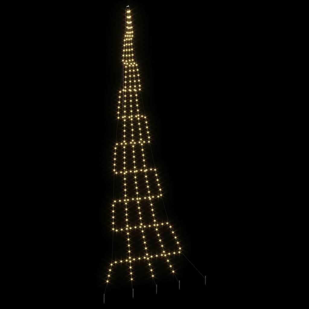 LED Christmas Tree with Ground Spikes Warm White 500 cm Metal