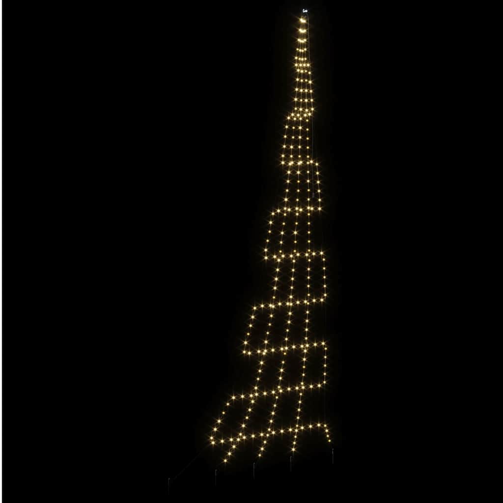 LED Christmas Tree with Ground Spikes Warm White 500 cm Metal