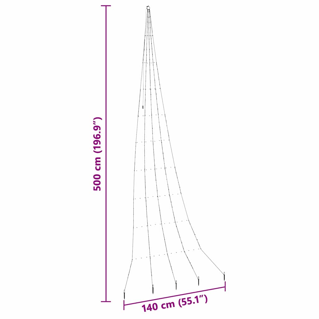 LED Christmas Tree with Ground Spikes Warm White 500 cm Metal