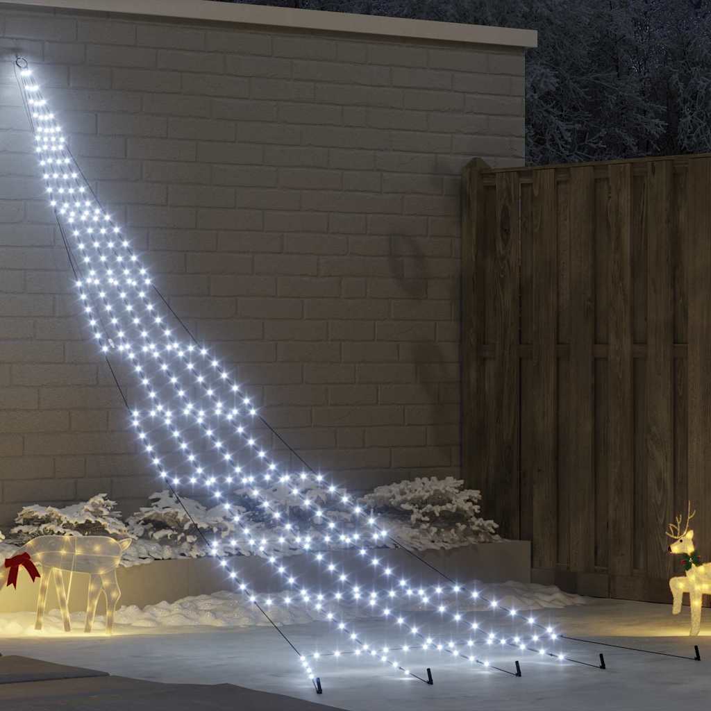LED Christmas Tree with Ground Spikes Cool White 500 cm Metal