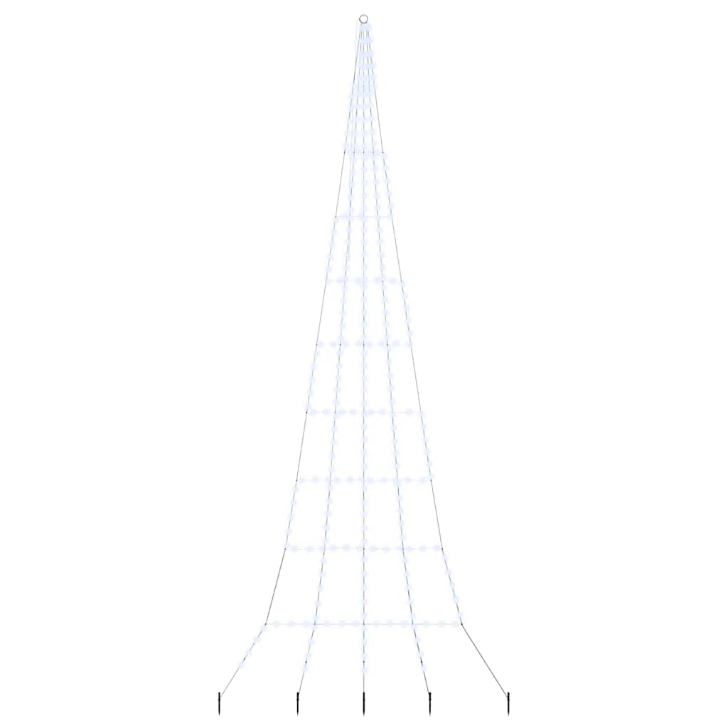 LED Christmas Tree with Ground Spikes Cool White 500 cm Metal