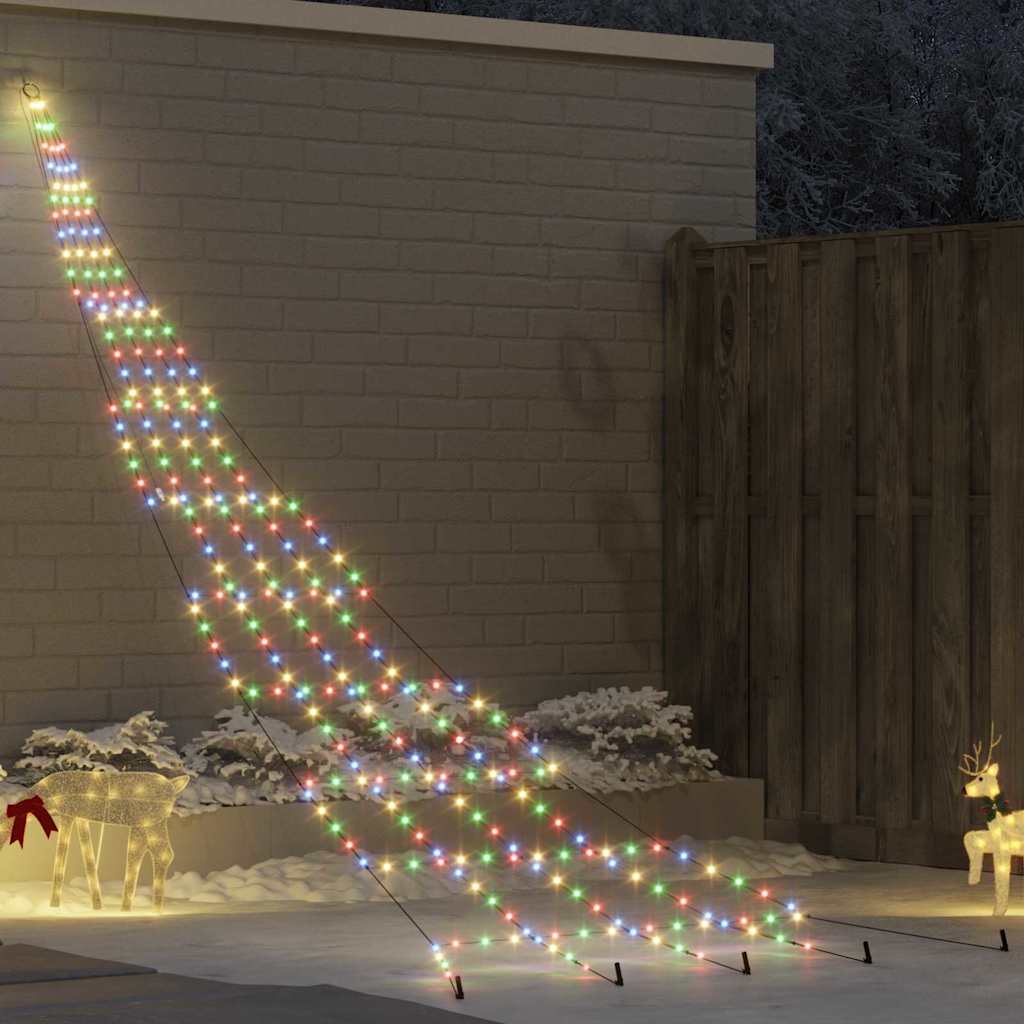 LED Christmas Tree with Ground Spikes Multicolour 500 cm Metal