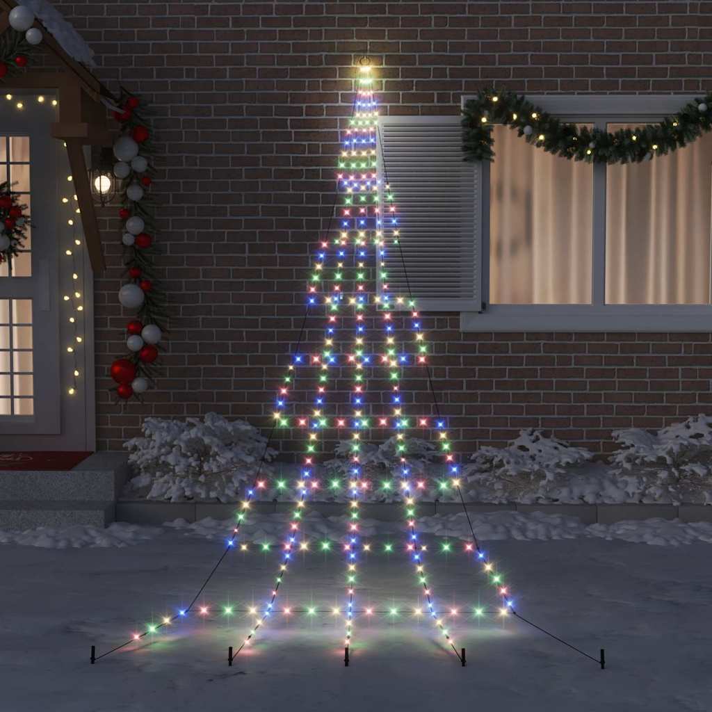 LED Christmas Tree with Ground Spikes Multicolour 500 cm Metal
