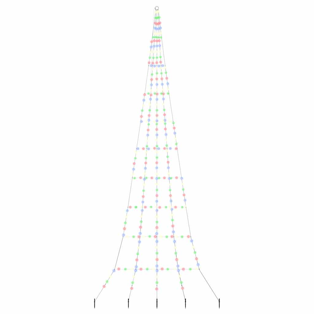 LED Christmas Tree with Ground Spikes Multicolour 500 cm Metal