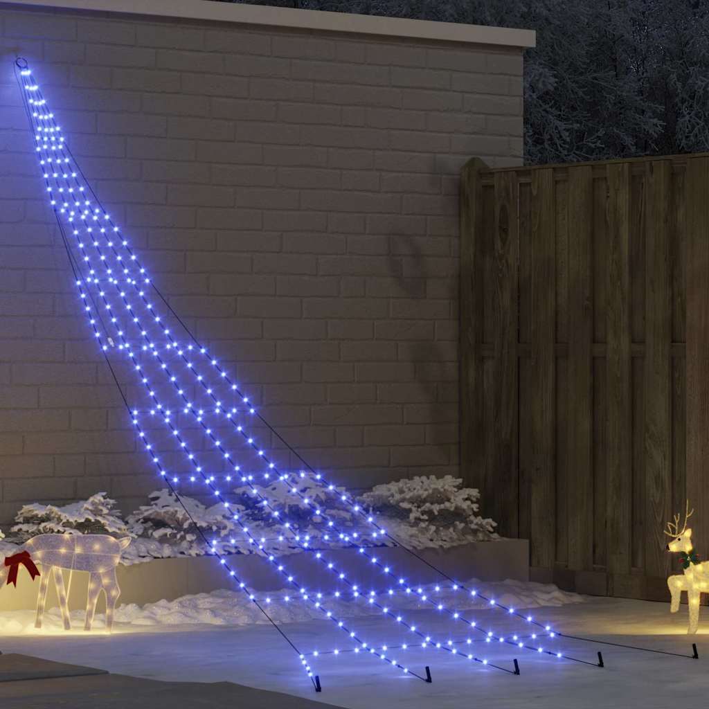 LED Christmas Tree with Ground Spikes Blue 500 cm Metal