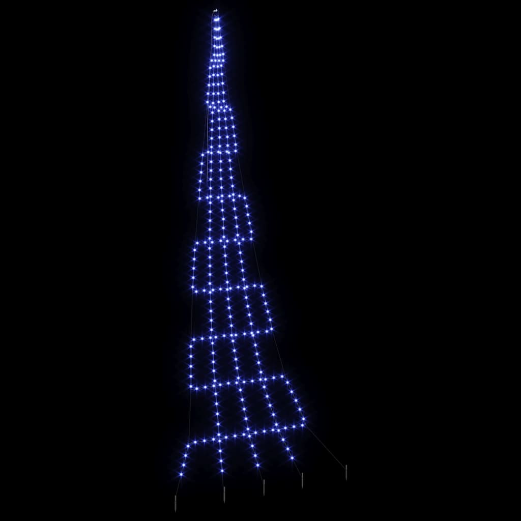 LED Christmas Tree with Ground Spikes Blue 500 cm Metal