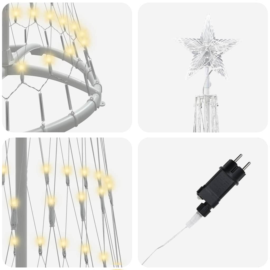 LED Christmas Tree with Stand Warm White 51 x 51 x 190 cm Metal