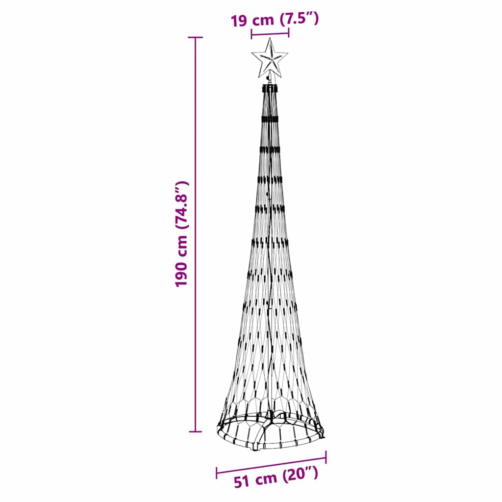 LED Christmas Tree with Stand Warm White 51 x 51 x 190 cm Metal