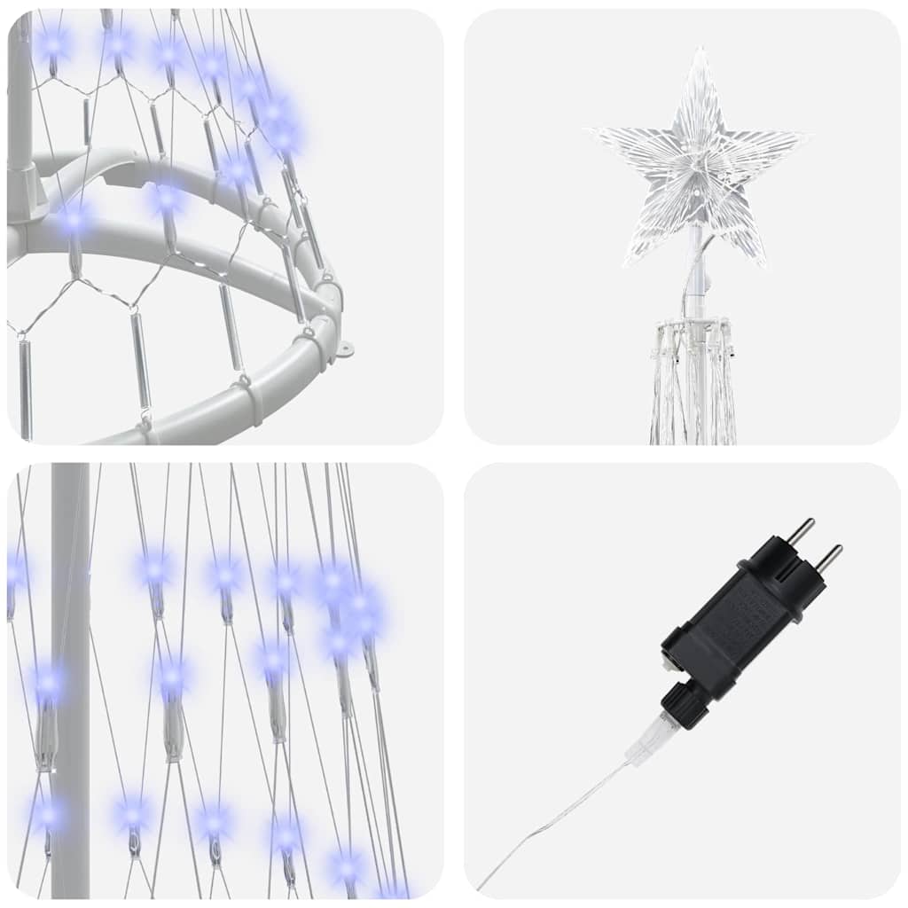 LED Christmas Tree with 230 LEDs Blue 51 x 51 x 190 cm Metal