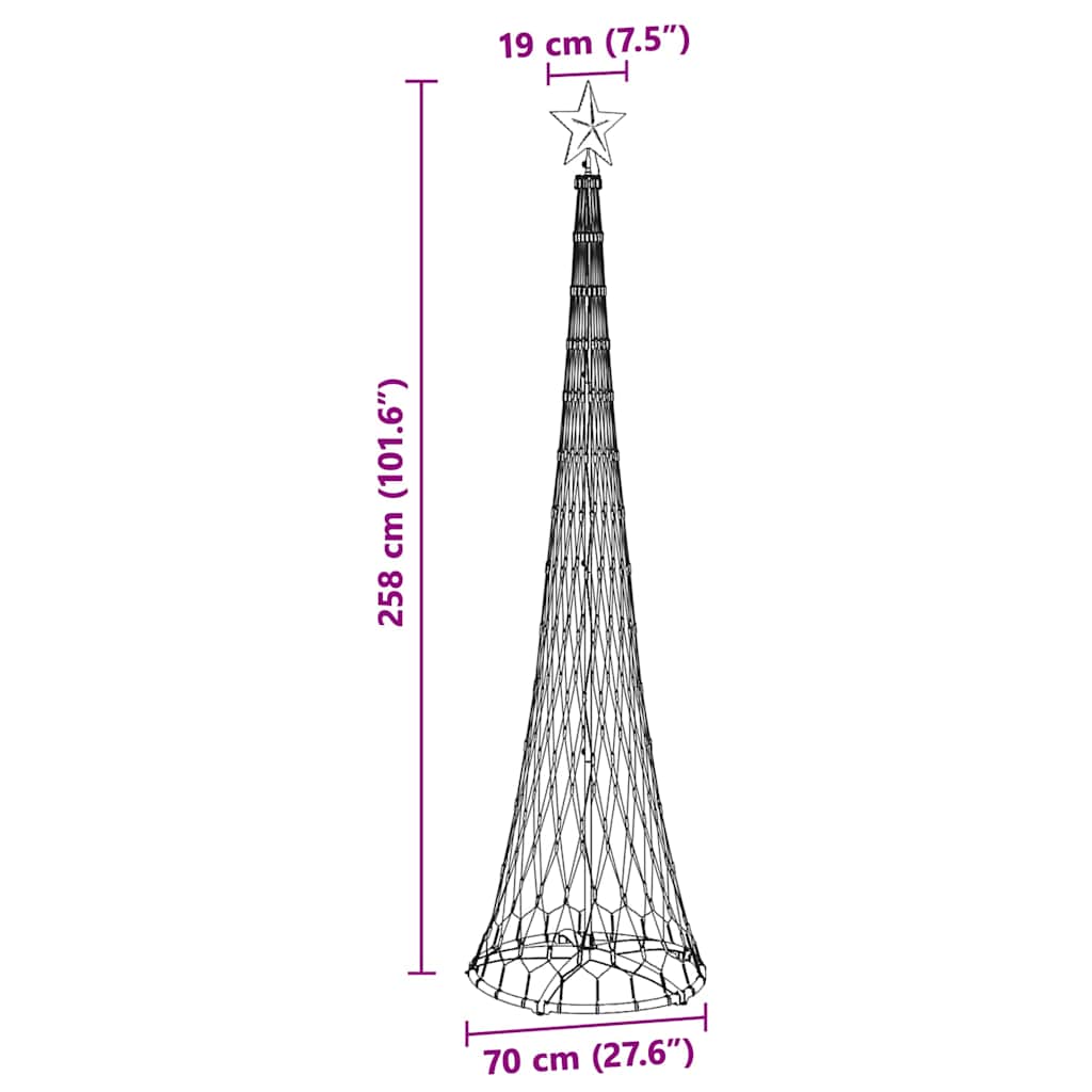 LED Christmas Tree with Stand Warm White 70 x 70 x 250 cm Metal