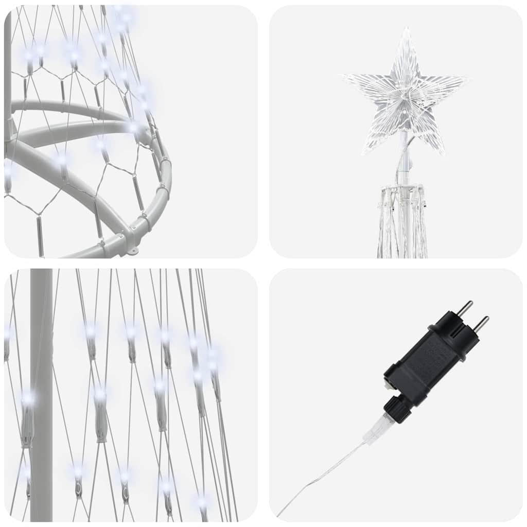 LED Christmas Tree with Stand Cool White 70 x 70 x 250 cm Metal