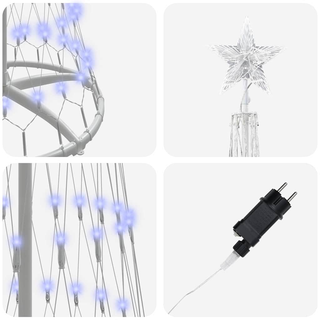 LED Christmas Tree with 290 LEDs Blue 70 x 70 x 250 cm Metal