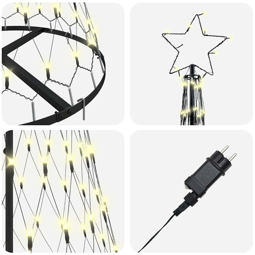 LED Christmas Tree Warm White 71 x 71 x 184.5 cm Metal