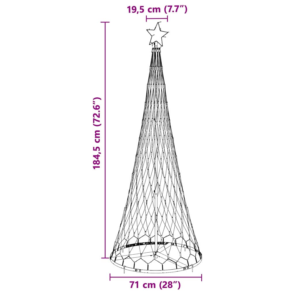 LED Christmas Tree with 230 LEDs Blue 71 x 71 x 184.5 cm Metal
