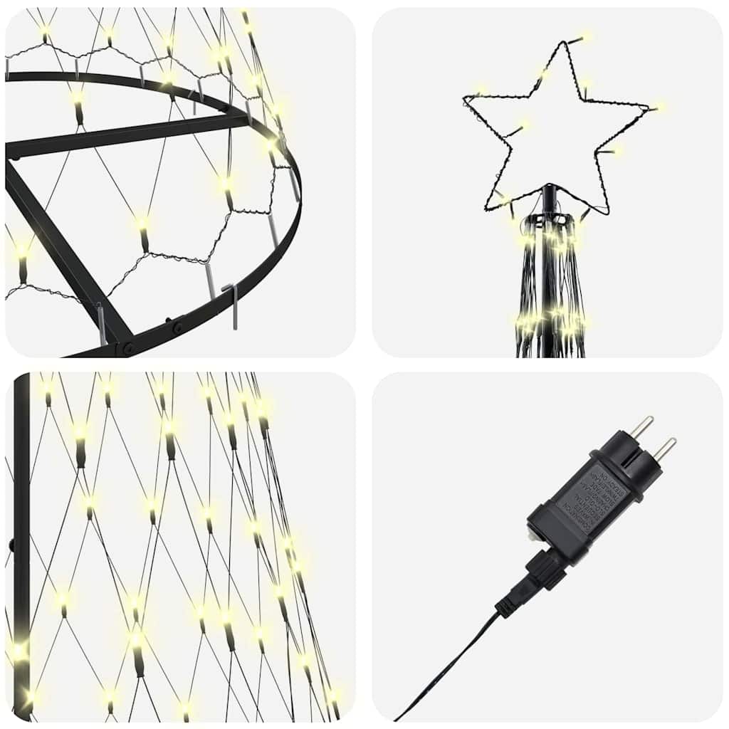 LED Christmas Tree Warm White 100 x 100 x 250 cm Metal