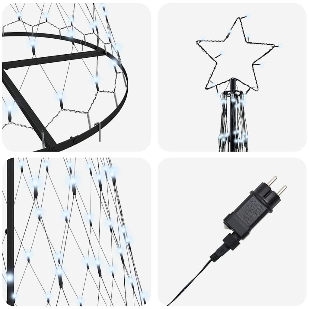 LED Christmas Tree Cool White 100 x 100 x 250 cm Metal