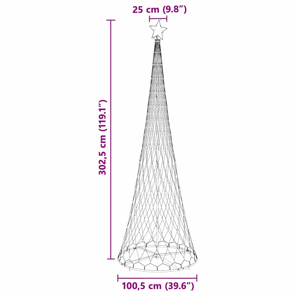LED Christmas Tree Cool White 100.5 x 100.5 x 302.5 cm Metal