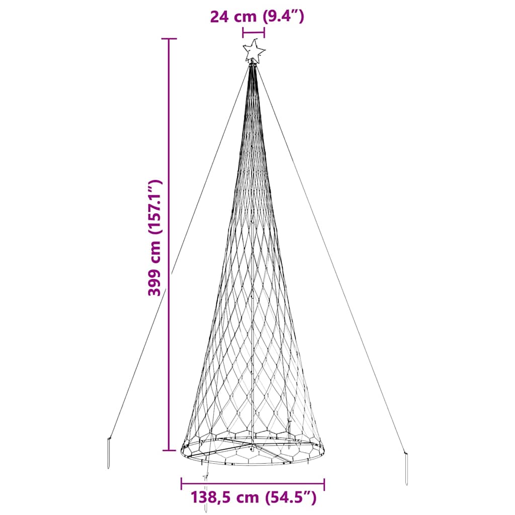 LED Christmas Tree Warm White 138.5 x 138.5 x 399 cm Metal
