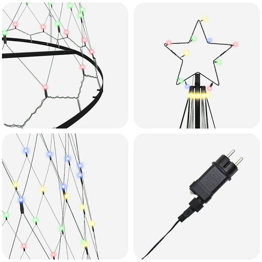 LED Christmas Tree Multicolour 138.5 x 138.5 x 399 cm Metal