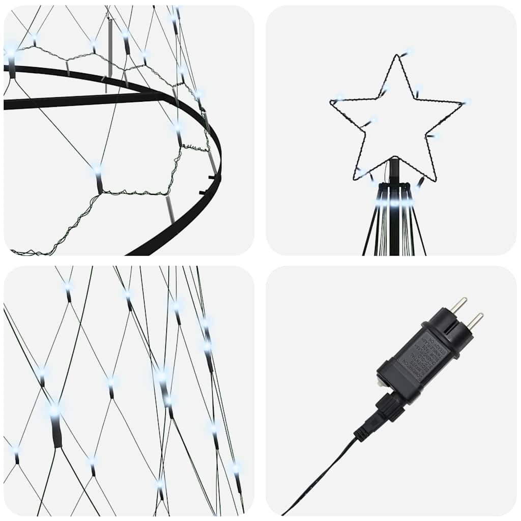 LED Christmas Tree Cool White 160 x 160 x 500 cm Metal