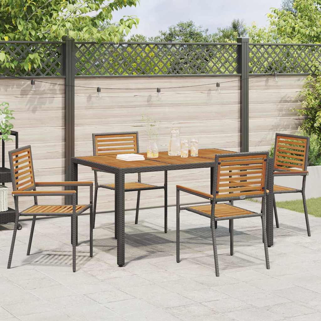 Garden Stacking Chairs 4 pcs Brown and Black