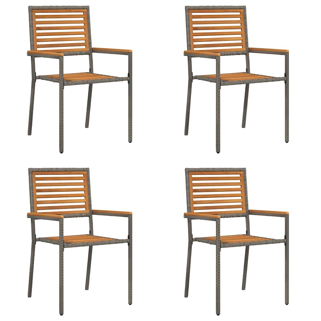 Garden Stacking Chairs 4 pcs Brown and Grey