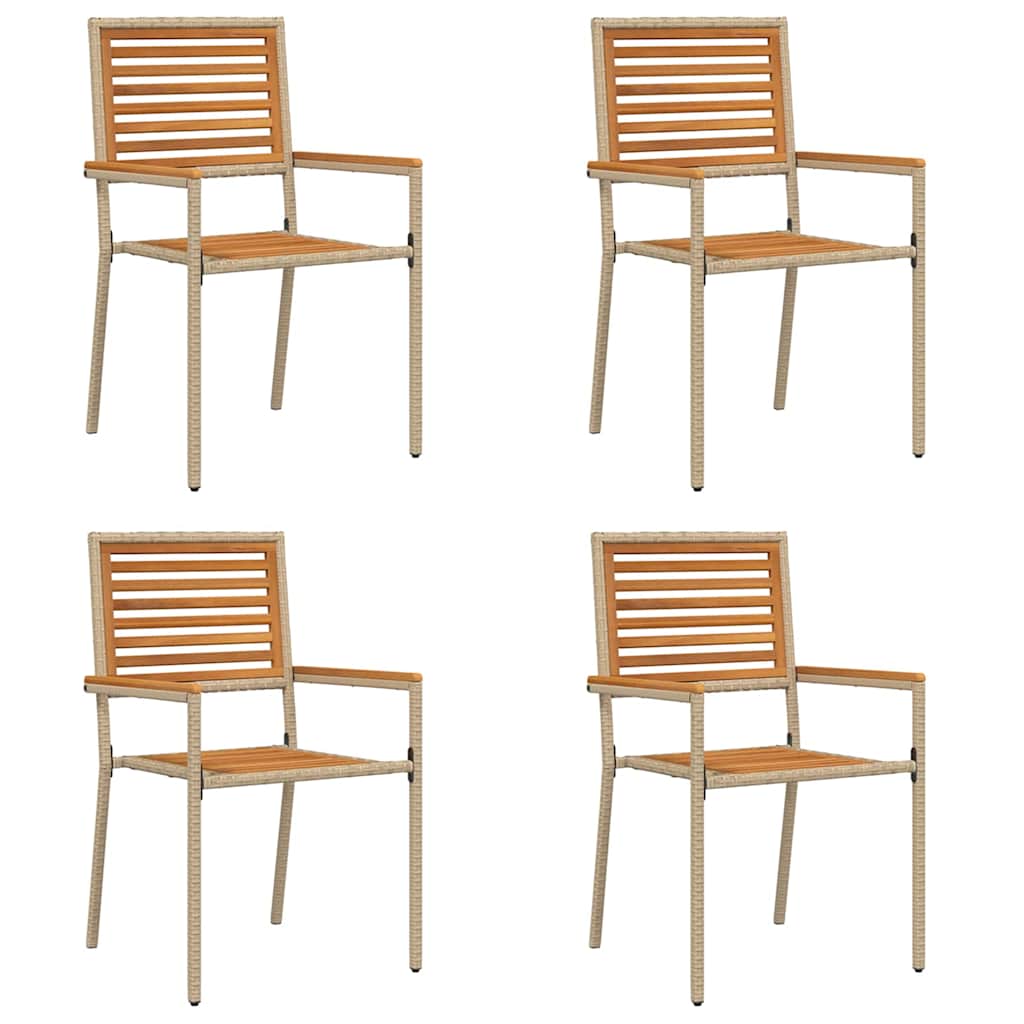 Garden Stacking Chairs 4 pcs Brown and Beige