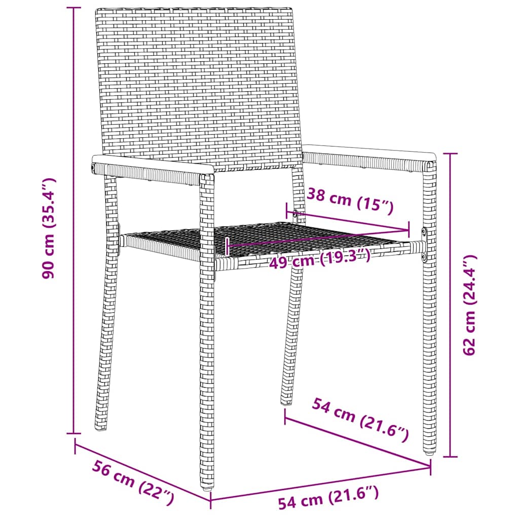 Garden Stacking Chairs 4 pcs Black and Brown
