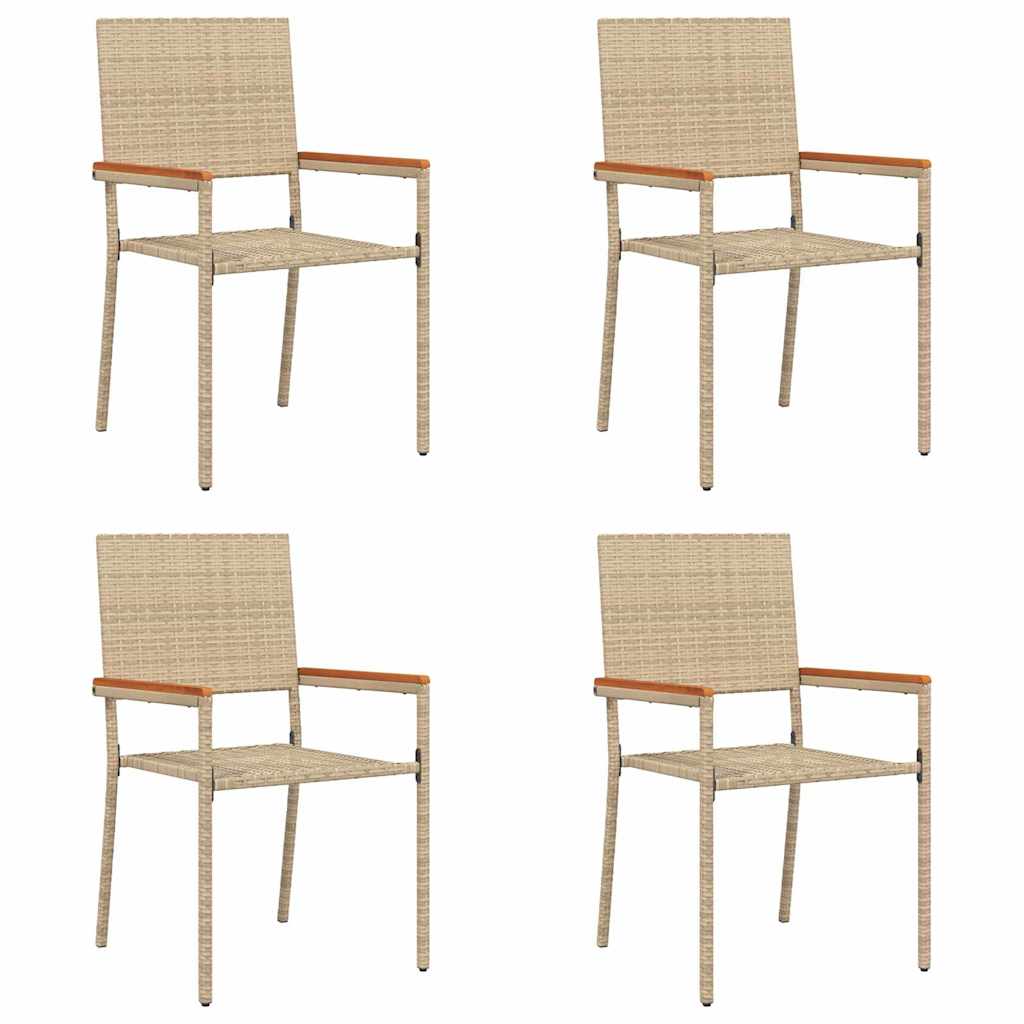 Garden Stacking Chairs 4 pcs Cream and Brown