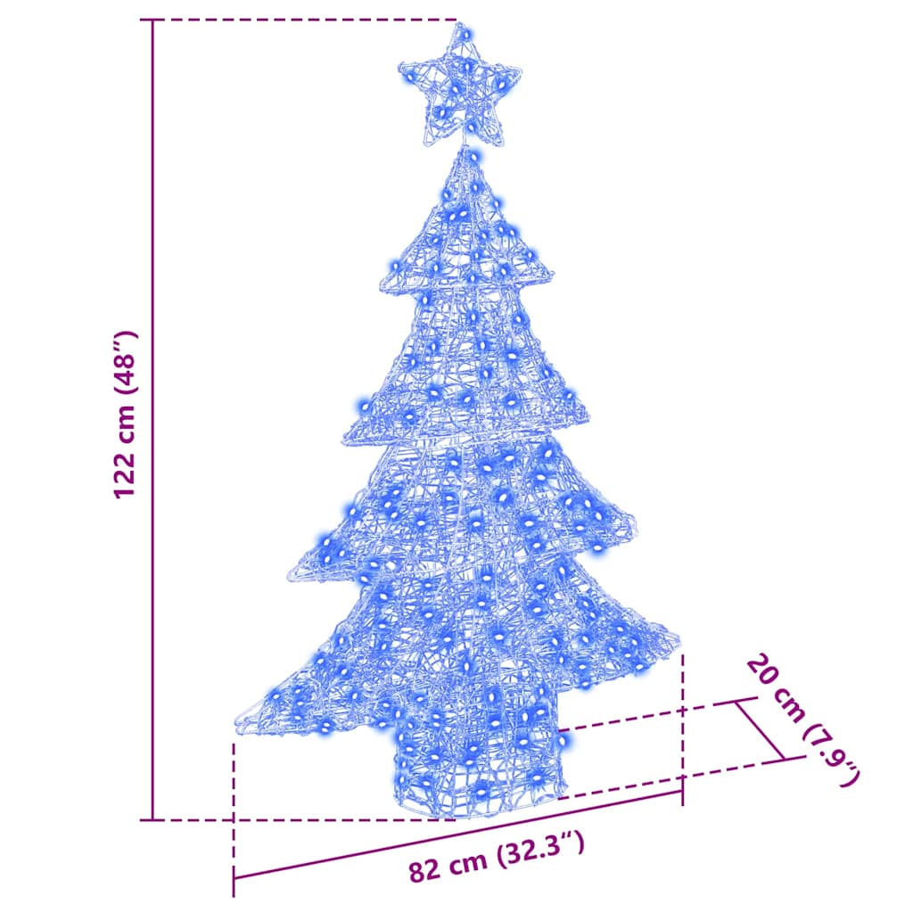 Christmas Tree with 100 LEDs Blue 120 cm Acrylic