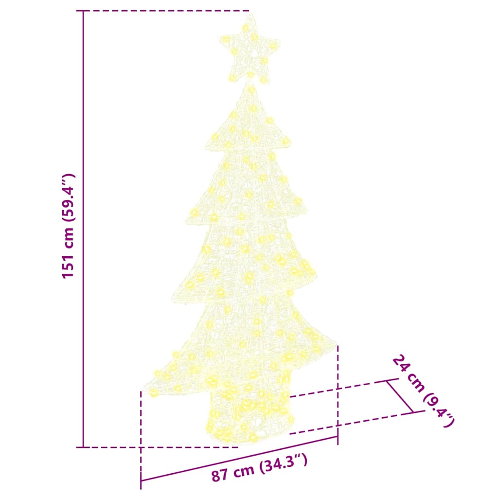 Christmas Tree with 160 LEDs Warm white 150 cm Acrylic