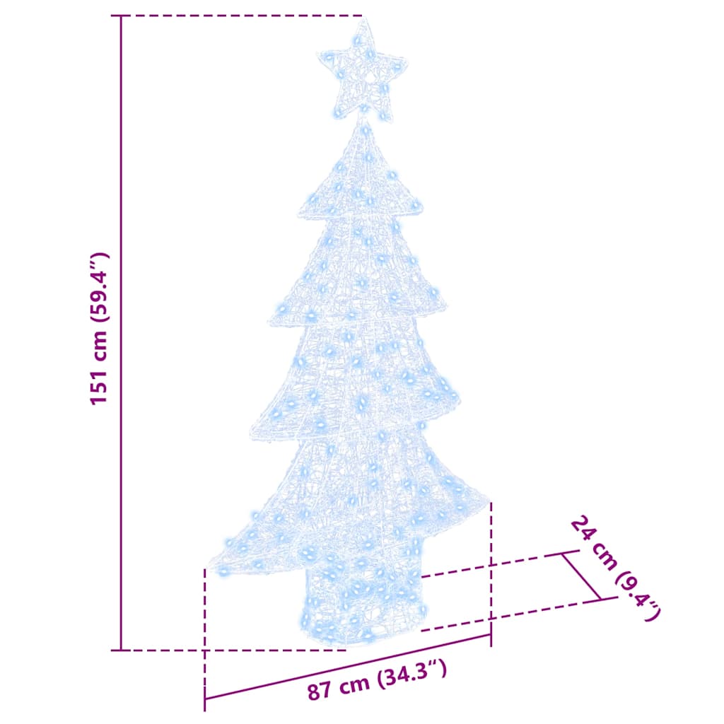 Christmas Tree with 160 LEDs Cold white 150 cm Acrylic