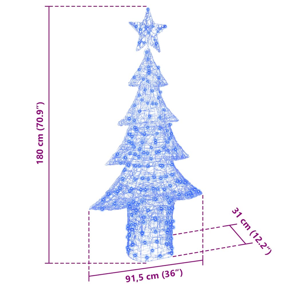 Christmas Tree with 240 LEDs Blue 180 cm Acrylic