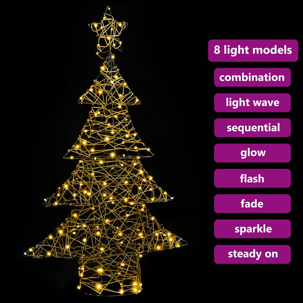 Christmas Tree with 120 LEDs Warm white 120 cm Rattan