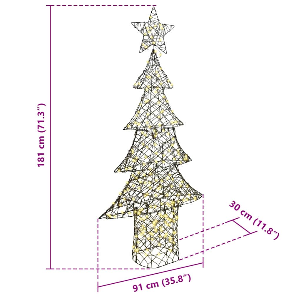 Christmas Tree with 240 LEDs Warm white 180 cm Rattan
