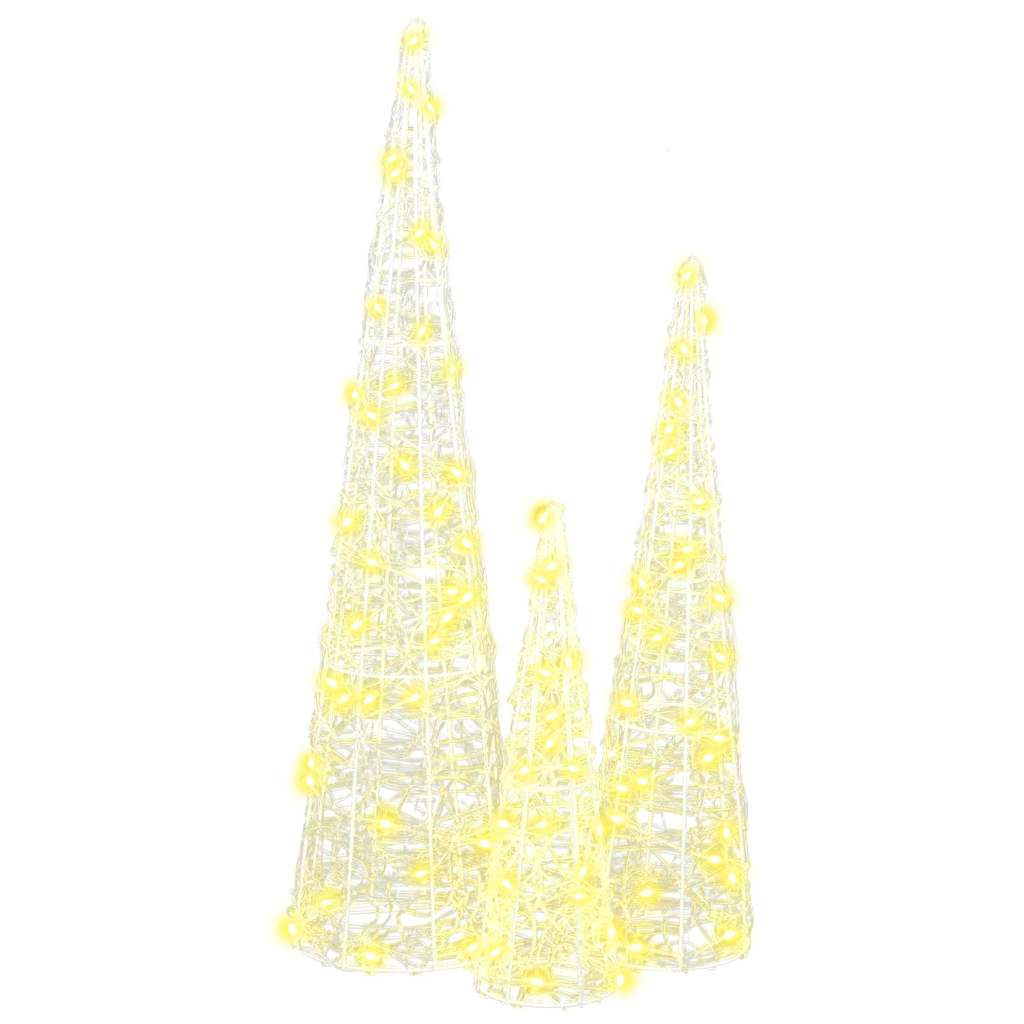 Christmas Tree 3 pcs Warm white 20 x 20 x 80 cm Acrylic